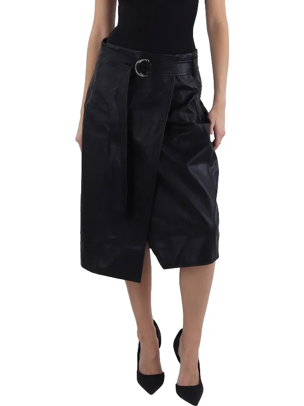 Women's Everyday Clothes Womens Belted Asymmetrical Midi Skirt