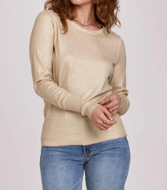 Comfortable Garments For Women Gretchen Gilded Sweater Top In Gold Foil