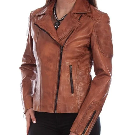 Casual Chic Women's Clothes Scully Women's Brown Leather Motorcycle Jacket