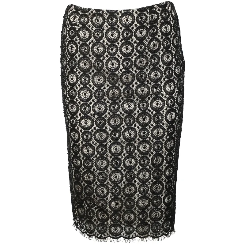 Women's Elegant Evening Attire DVF Misty Beaded Midi Skirt in Black Nylon