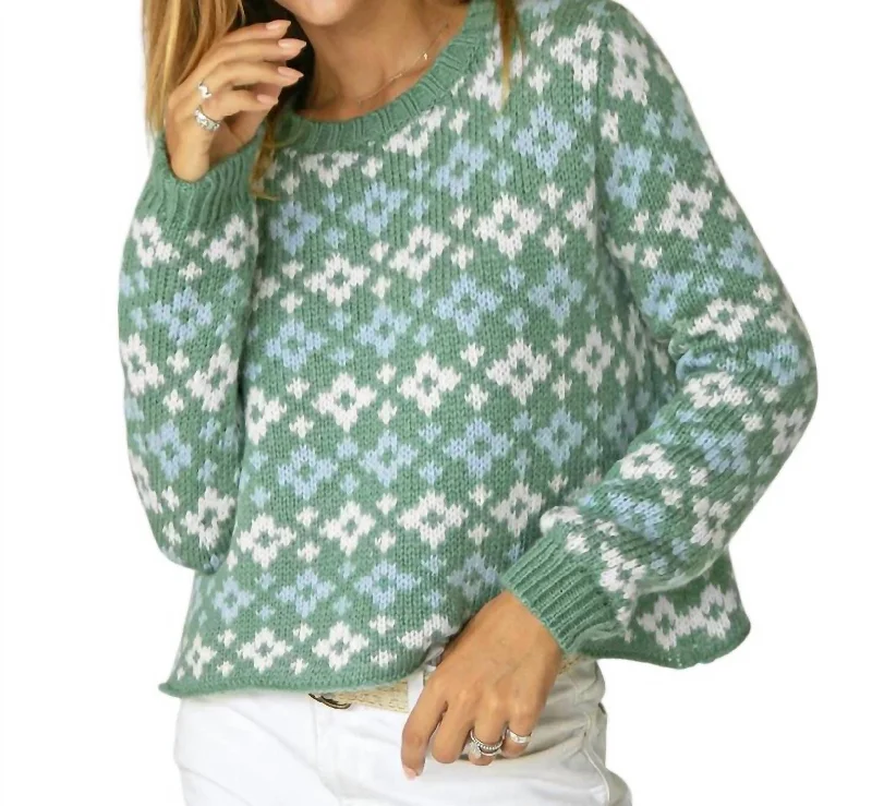 Best Online Women's Boutiques Fair Isle Sweater In Green Multi