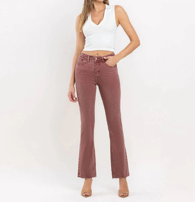 Online Boutique Clothing Mid Rise Bootcut Jeans In Wine