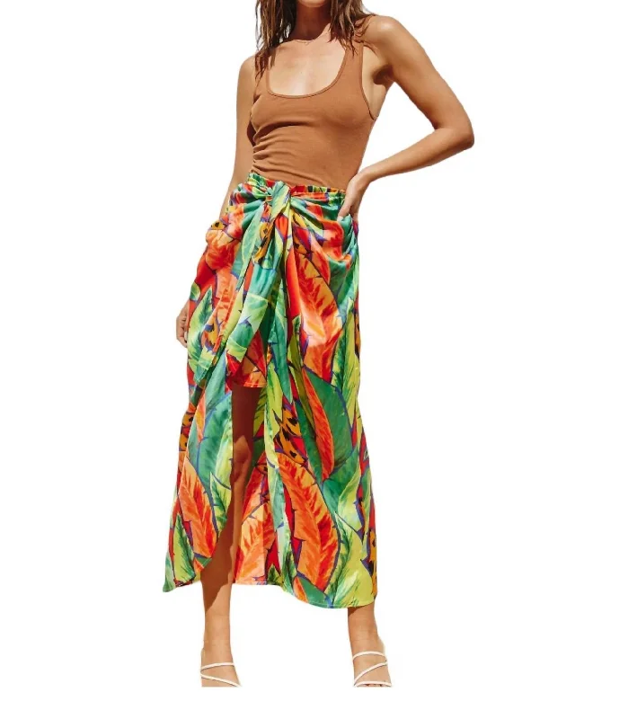 High Street Women's Fashion for Trendy Shoppers Exotic Escape Vacay Skirt In Green Multi