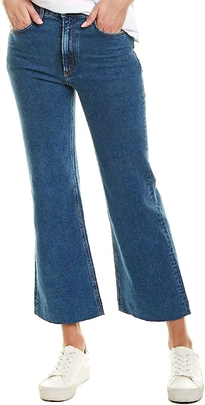 Sale Clearance Wide Leg Ankle Cotton Washed Stretch Jeans In Blue