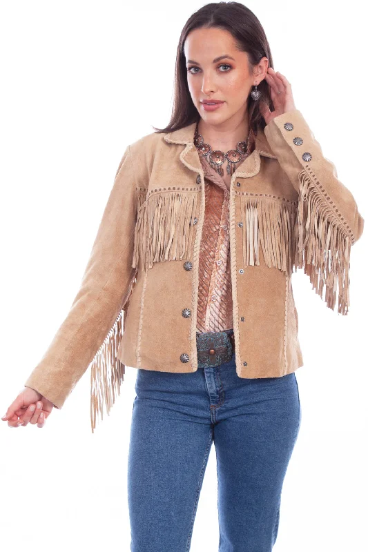 Fashionable Dresses for Women Scully Womens Cowgirl Fringe Old Rust Leather Leather Jacket M