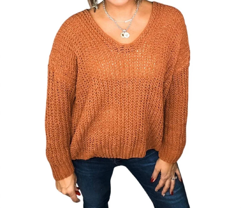 Elegant Women's Attire Such A Steal Sweater In Rust