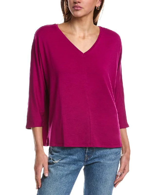 Comfortable Women's Clothing EILEEN FISHER V-Neck Dolman Sleeve Top