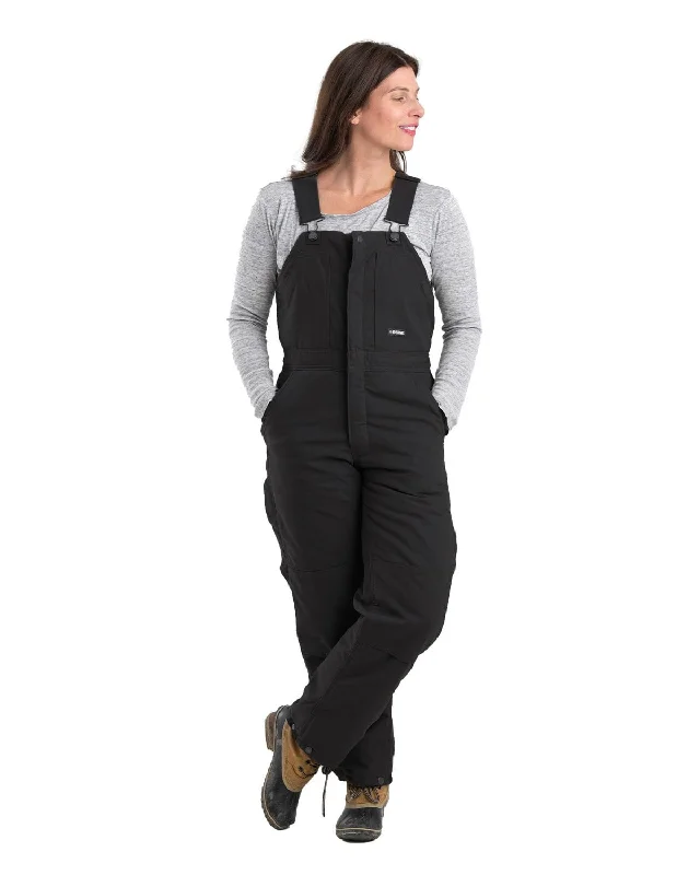 Women's Outerwear for All Weather Conditions Berne Apparel Womens Softstone Duck Insulated Black 100% Cotton Bib Overall