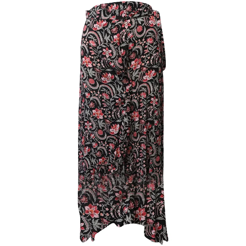 Women's Elegant Formal Outfit Ba&Sh Heather Noir Floral Skirt in Black Viscose