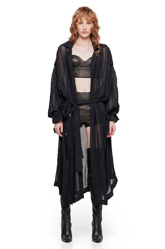 Women's Fashion Clothing OVERSIZE SHEER JACKET IN BLACK