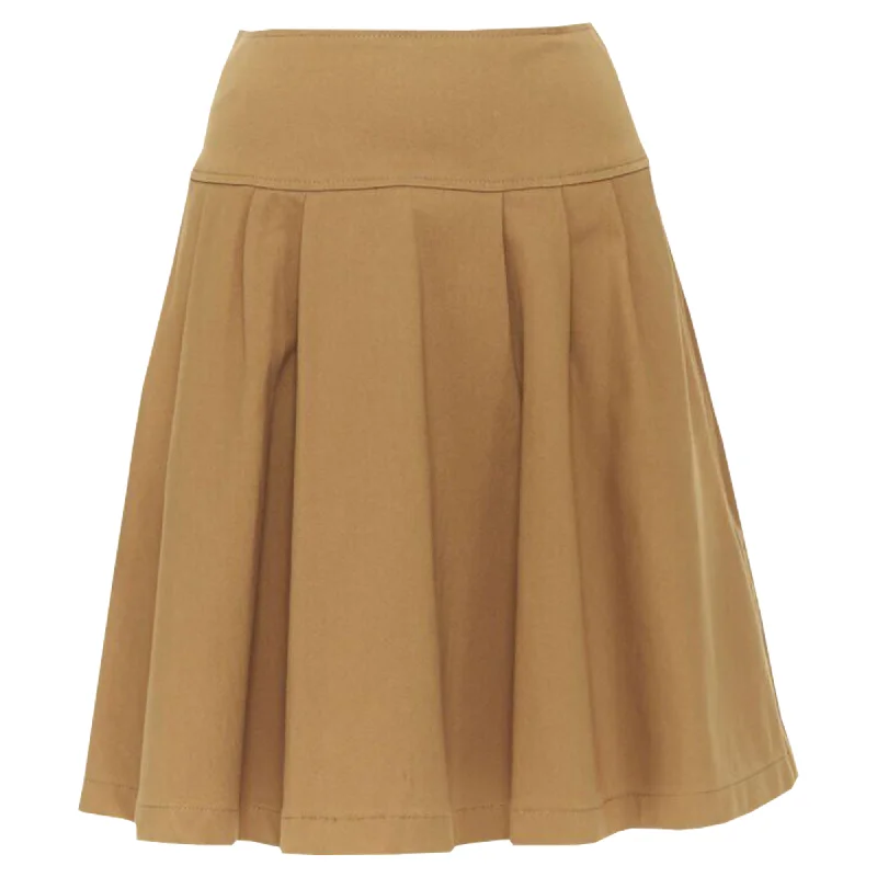 Women's Apparel And Garments Oscar De La Renta tan nylon cotton knitee length skirt