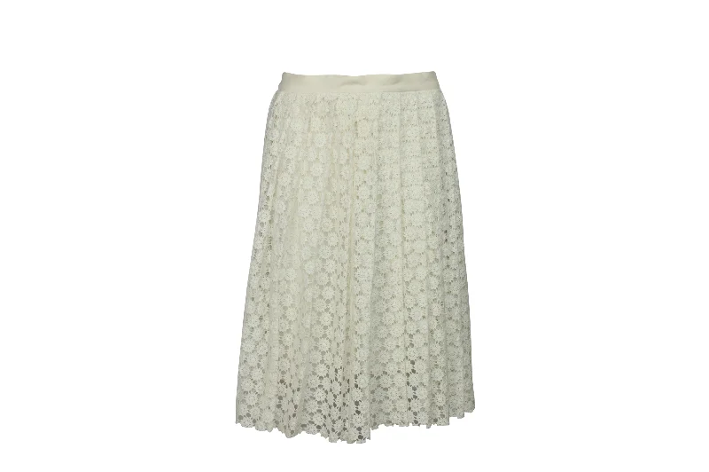 Elegant Women's Attire Joseph Pleated Lace Midi Skirt in Cream Cotton