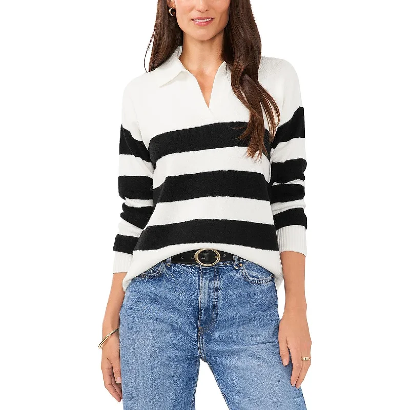 Sale Clearance Womens Striped Polo Pullover Sweater