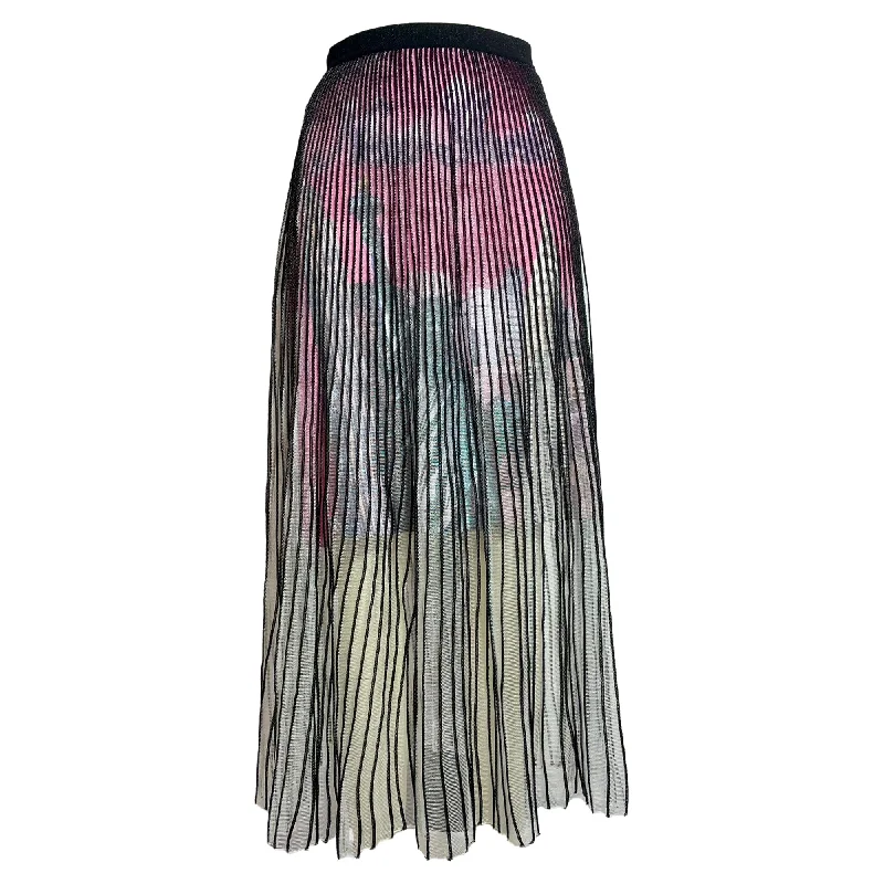 Women's Vintage-Inspired Clothing Balenciaga New York City Print Pleated Midi Skirt in Multicolor Viscose