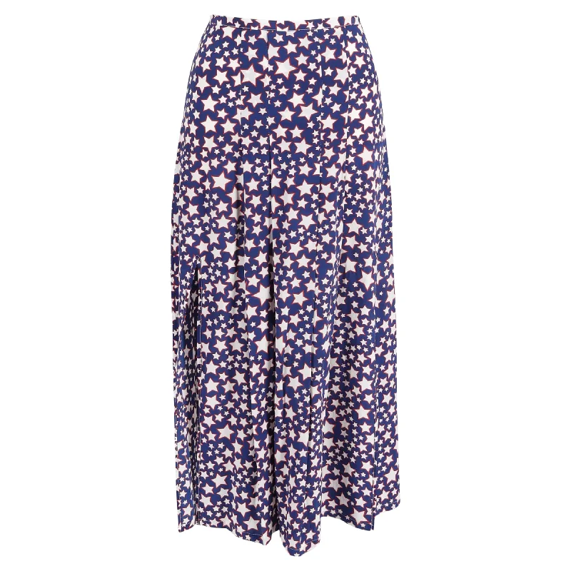 Flash Discount Rixo Star Print Midi Skirt in Blue Silk