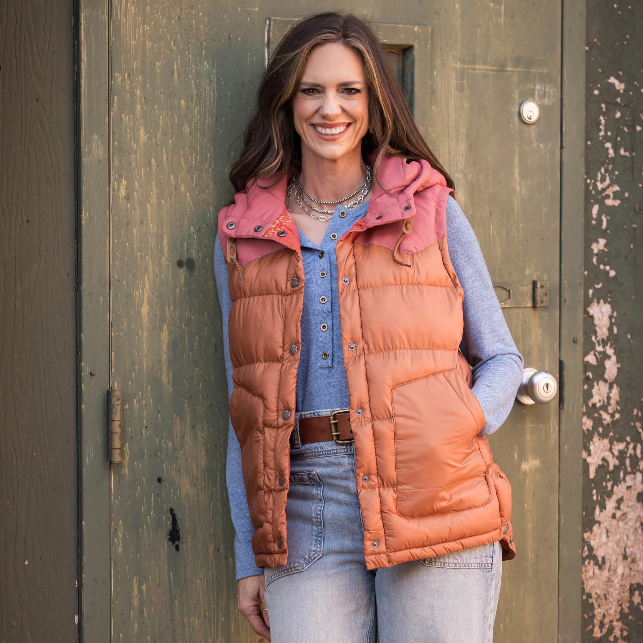 Women's Holiday Apparel STS Ranchwear Women's Harper Vest in Coral & Copper