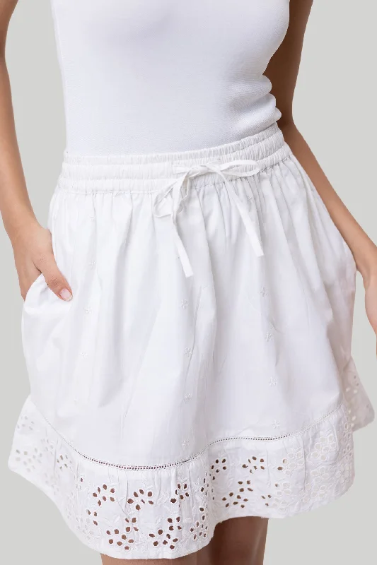 Comfortable Outfit For Women Drawstring Short Skirt in White