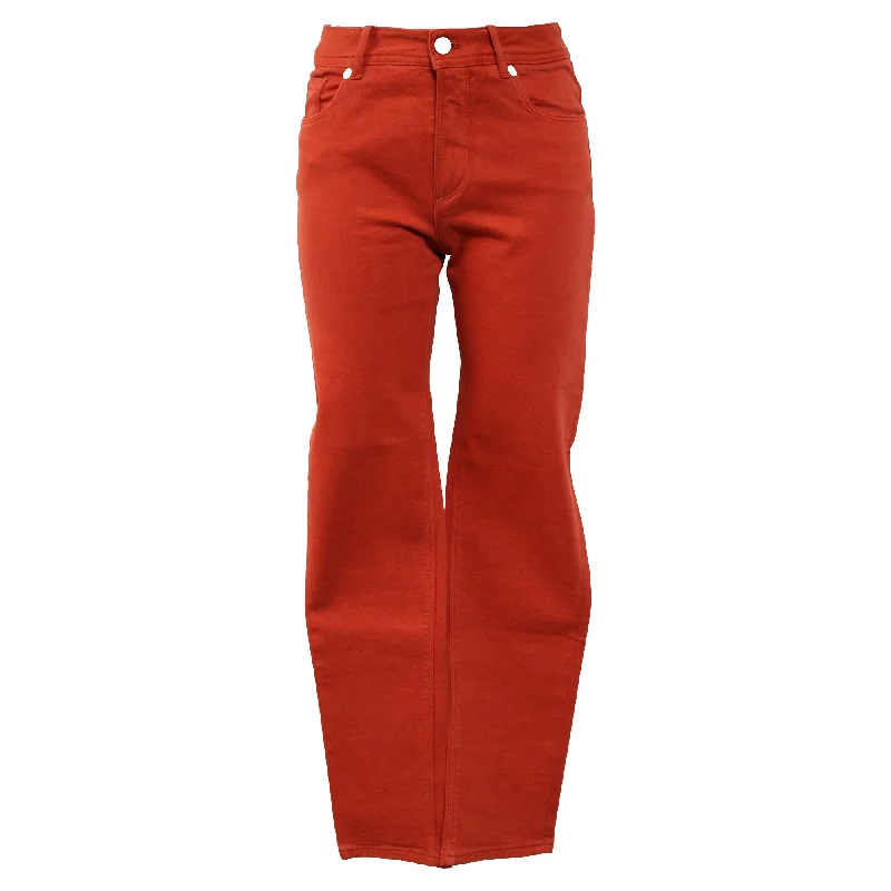 Women's Holiday Attire Loro Piana Mid Rise Jeans in Red Cotton