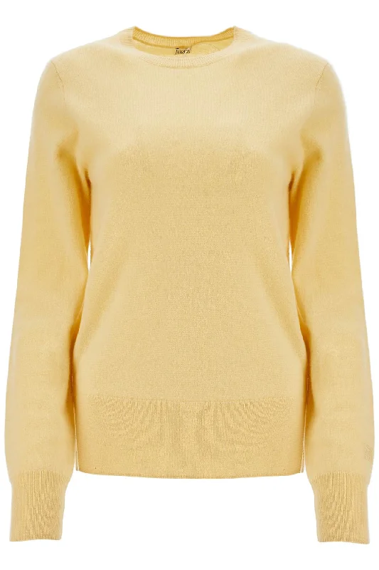 Women's Comfortable Lounge Attire Toteme Women's Soft yellow Cashmere Sweater Crew Neck