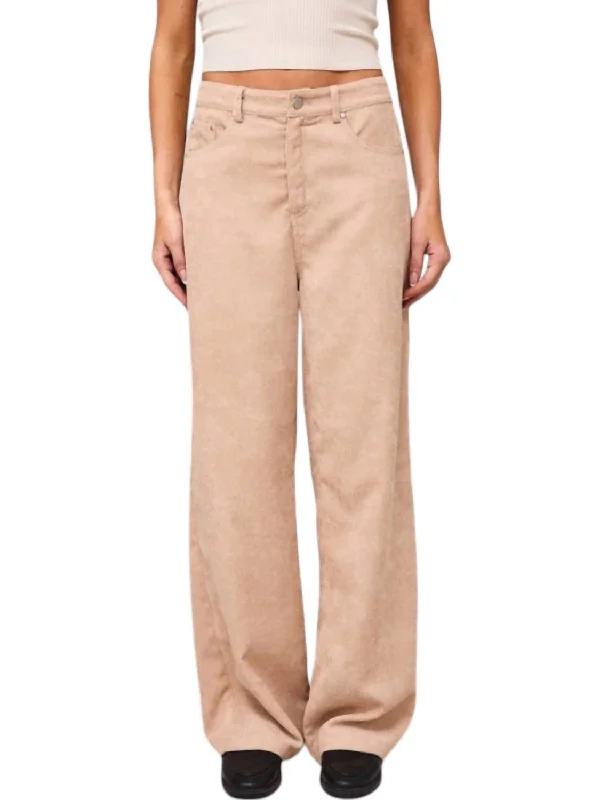 Women's Formal Event Attire Embroidered Pocket Corduroy Pants In Taupe