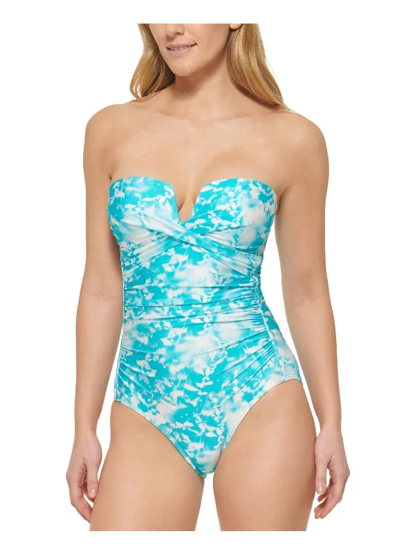 Women's Seasonal Clothes Womens Printed V-Notch One-Piece Swimsuit