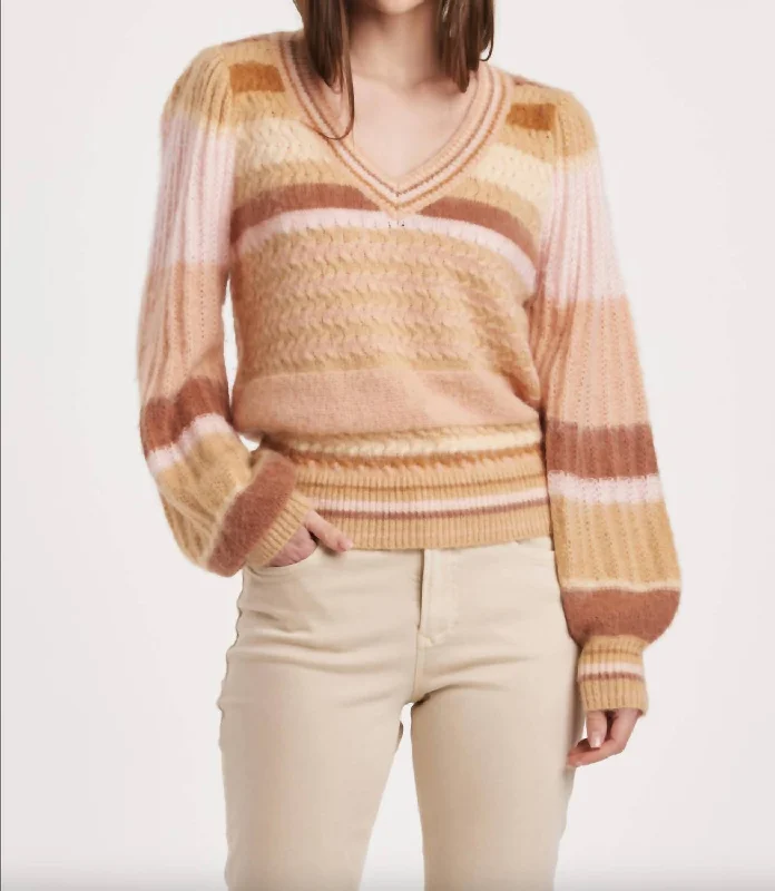 Women's Night-Out Outfit Gia V-Neck Sweater Top In Copper Rose