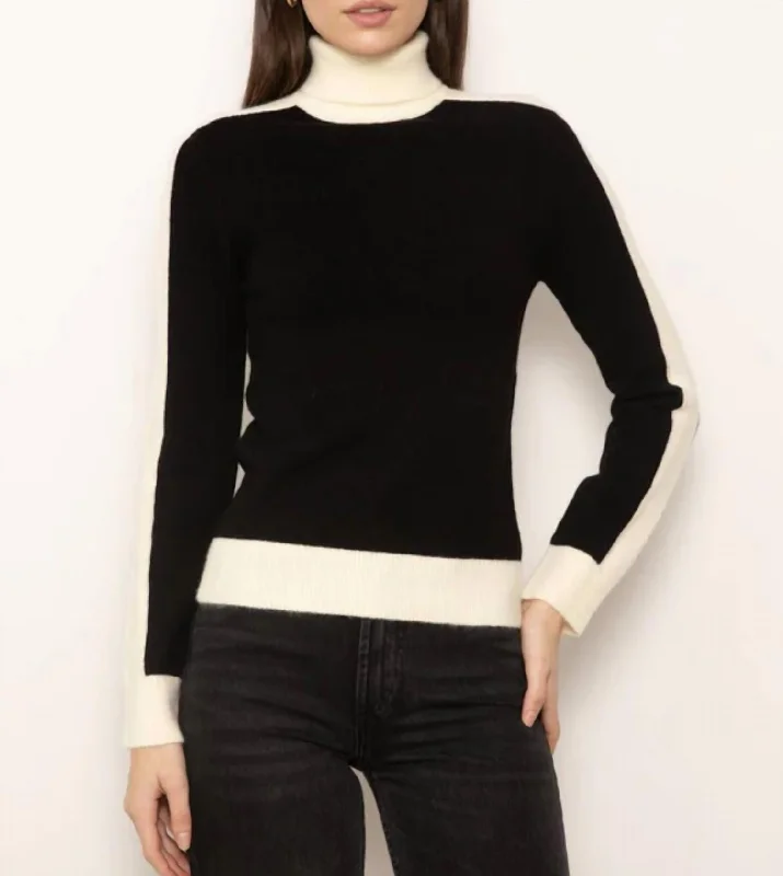 Women's Layered Outfit Jett Turtleneck With Striped Panels In Black