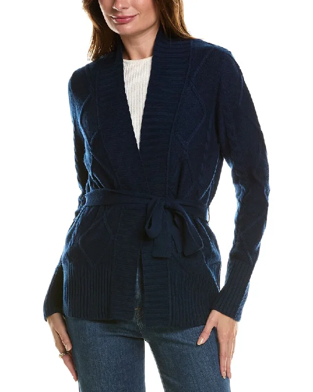 Women's Chic Apparel Forte Cashmere Belted Wool & Cashmere-Blend Cardigan