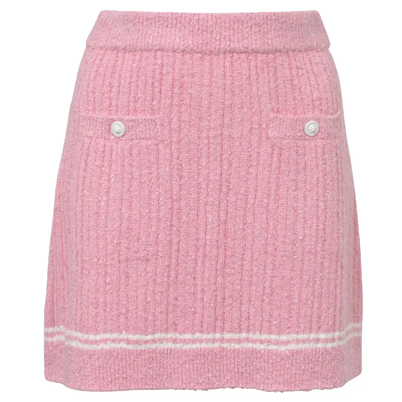 Women's Activewear Attire Chanel Tweed Mini Skirt in Pink Viscose