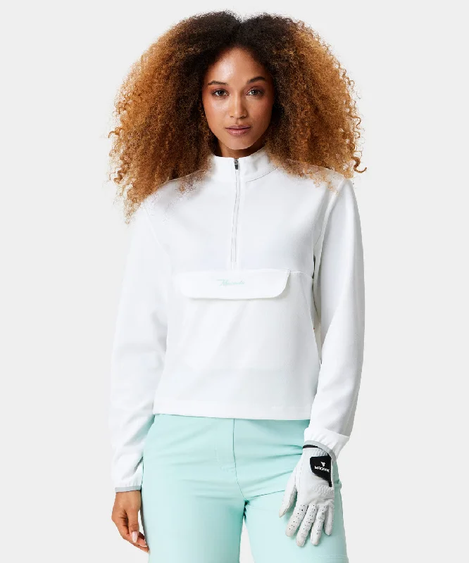 Women's Chic Outerwear Attire White Cropped Air Anorak