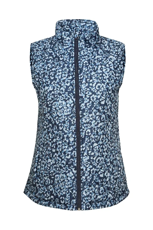 Women's Stylish Casual Garments Printed & Quilted Puffa Vest | BLUES ABSTRACT | 6241ZR